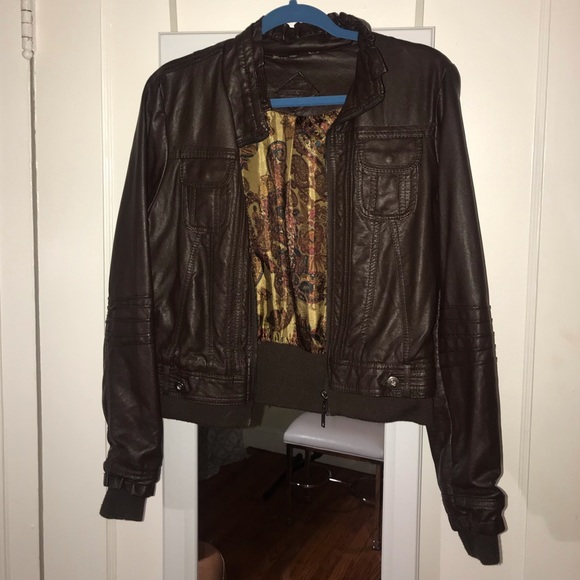 Brown faux leather jacket - Picture 1 of 2